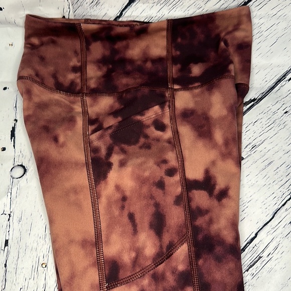 NWT VS VICTORIAS SECRET TIE DYE BROWN BURGUNDY LEGGINGS HIGH WAIST POCKETS 2 XS - Picture 9 of 10